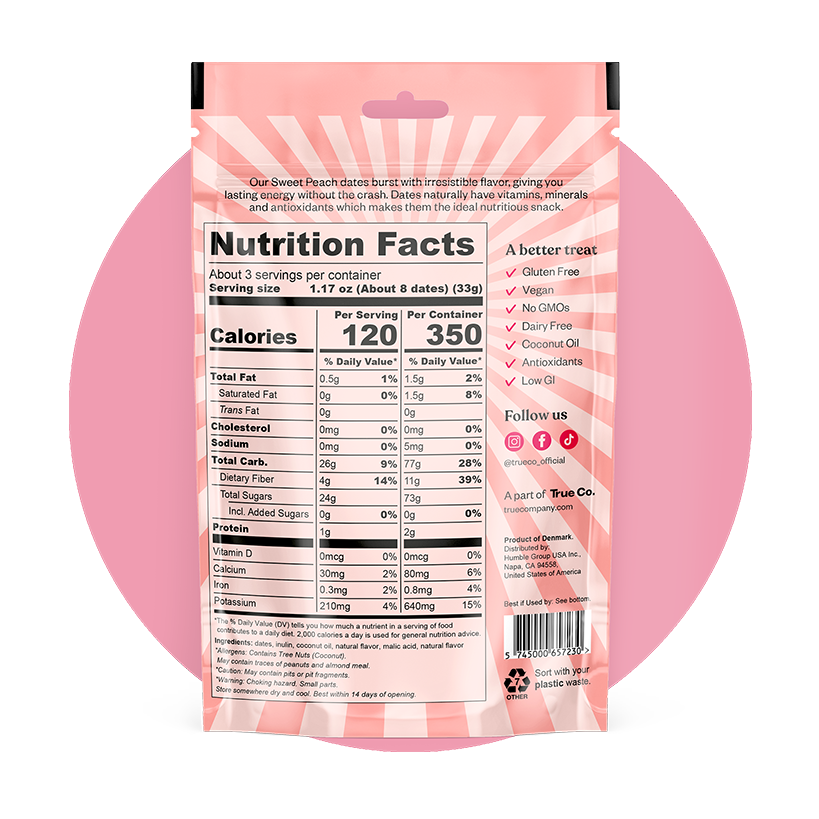 True Dates Sweet Peach flavored Candy Dates